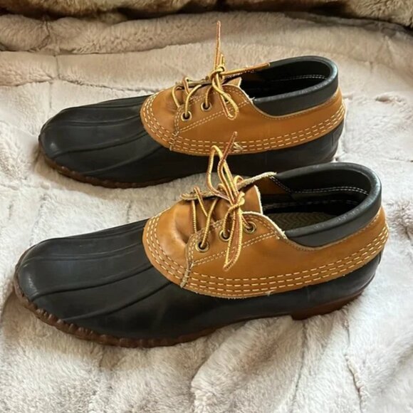 Vintage LL Bean Original Maine Hunting Shoe Leather Duck 3 Hole USA - Picture 1 of 11